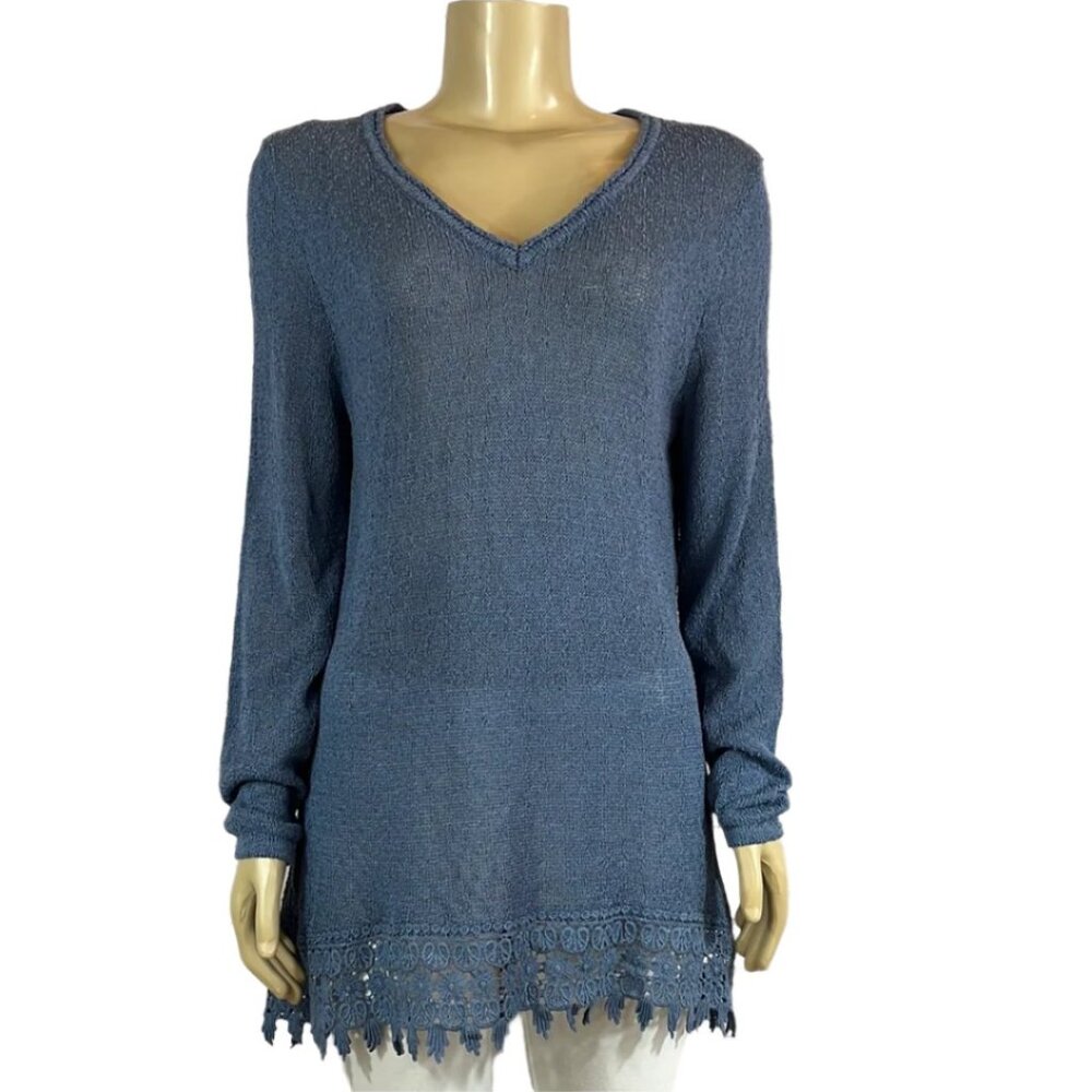 NWT Parkhurst Womens Sweater Tight Knit Floral Hem